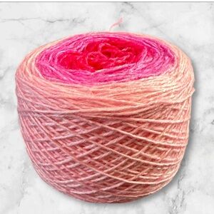 Estonian hand milled color gradient wool yarn cake pink light fingering 96.8 g